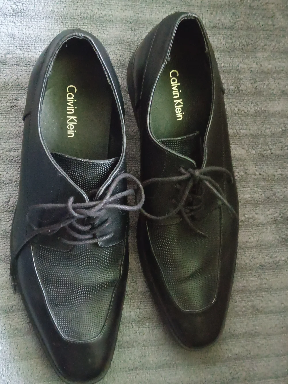 Calvin Klein Black Perforated Leather Lace-Up Oxfords